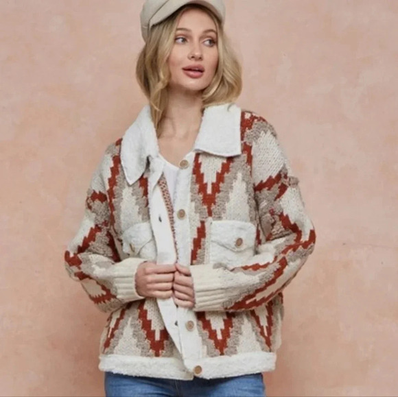 New! Quilted Knit Sweater Coat Jacket - Picture 6 of 6